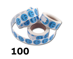 Glad blå smiley klistremerker - 100 stykken