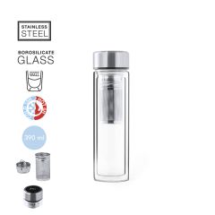 Dobbeltvegget termoflaske med temperaturmåler i lokket 390ml