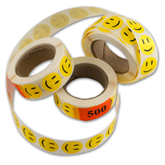 Glad gule smiley klistremerker - 500 stykken