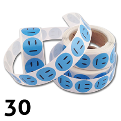 Nøytral blå smiley klistremerker - 30 stykken