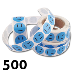 Nøytral blå smiley klistremerker - 500 stykken