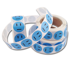 Nøytrale blå smiley-klistremerker på rull