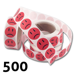 Sur, rød smiley klistremerker - 500 stykken