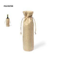 Flaskepose av myk polyester med jutetau, 750 ml