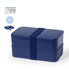 Dobbeldekker matboks laget av resirkulert plast med strikkbånd