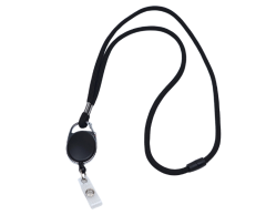 Sort nøkkelbånd med uttrekkbar yoyo-kortholder for adgangskort