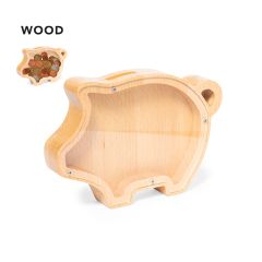 Sparegris i tre med glasside - trykk mulighet