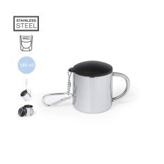 Lite krus med tettsittende lokk og karabinkrok 145 ml