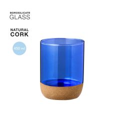 Transparent farget glass med korkbunn 450 ml