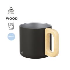 Kopper av resirkulert rustfritt stål med trehåndtak 400 ml