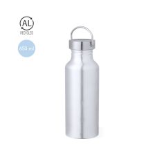 Stor drikkeflaske av resirkulert aluminium med bærehåndtak 650 ml