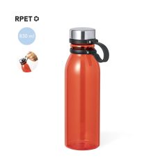 Stor vannflaske i RPET med silikonstropp på lokk 830 ml