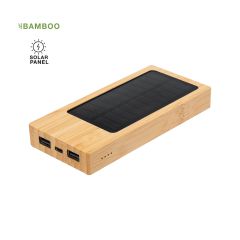 Bambus powerbank med solcellelading 4000 mAh