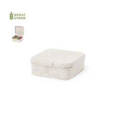 Liten klipsbeholder av hvetestrå med lokk inkl. 50 klips