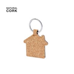 Nøkkelring designet som et hus i kork