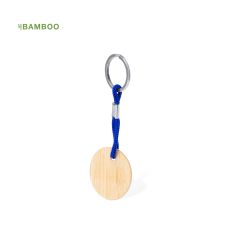 Nøkkelring med rund bambusplate og polyestersnor