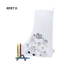 Mal-selv hvit julesokk av RPET non-woven inkl. 5 fargekritt