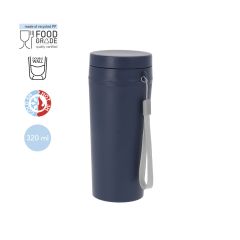 Termokrus av resirkulert plast med skrulokk og bærestropp 320 ml
