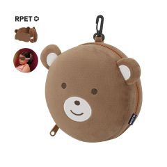 Sammenleggbar teddybjørn kombi sovemaske og reisepute for barn