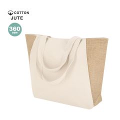 Shopperpose av bomull og jute med lange hanker 360 g/m2