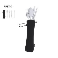 Bestikksett av rustfritt stål med 5 deler inkludert RPET soft shell etui