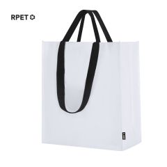 Hvit gjenbrukbar handlepose med bred bunn og doble hanker