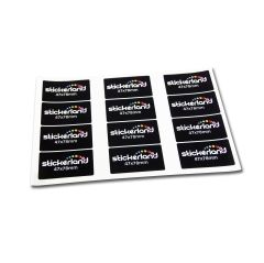 Firkantede paper klistremerker på A4-ark