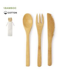 Bestikksett i bambus med bomullspose