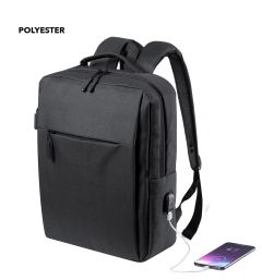 Polyester ryggsekk med innvendig laptop-lomme og utvendig USB-lading