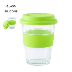 Kaffekopp i glass med silikonlokk 350 ml