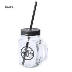 Glasskrus med lokk og sugerør 500 ml