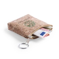 Kork nøkkelring med glidelåslomme