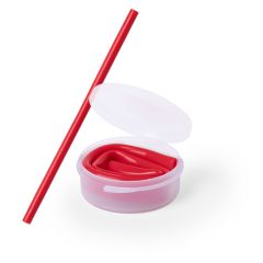 Gjenbrukbart silikon sugerør i oppbevaringsboks