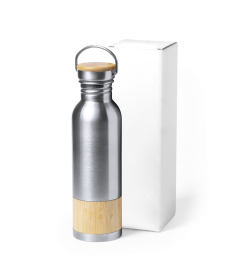 Hvit boks laget av resirkulert materiale for drikkeflaske