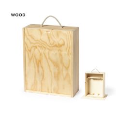 Vinboks for 2 flasker - naturlig tre med trykkmulighet