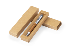 Kulepenn av resirkulert lær med eske