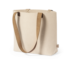 Filtveske med håndtak av brunt kunstskinn, resirkulert materiale