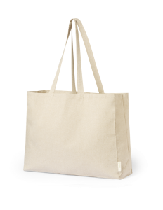 Resirkulert bomullspose med bred bunn og langt håndtak