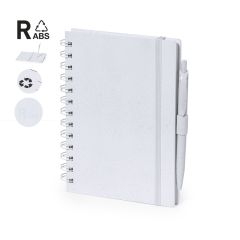 Notatbok og penn laget av resirkulert ABS-plastmateriale, A5