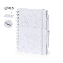 Notatbok og penn laget av steinekstrakt i unikt design