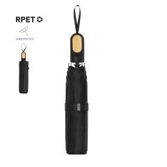 Svart poseparaply laget av resirkulert plast RPET