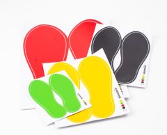 Fotspor klistremerker til gulvet i mange størrelser og farger