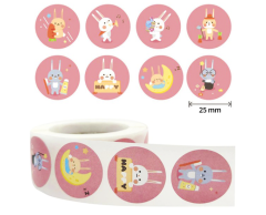 Rosa kaninklistremerker til barn, 500 stk, 25mm.