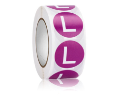 Lilla størrelse L klistremerker - 500 stk, 25mm