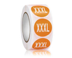 Oransje XXXL størrelse klistremerker - 500 stk, 25mm