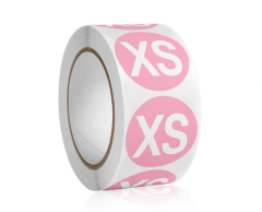Rosa XS størrelse klistremerker - 500 stk, 25mm