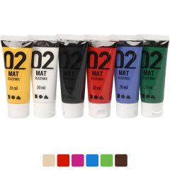 Akryl skolemaling, lite sett, 6 x 20 ml