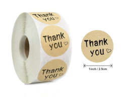 Thank you, klistremerker på rull, 500 stk, 25mm