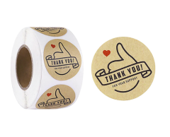 "Thank you for your support"-klistremerker på rull, 500 stk, 25mm