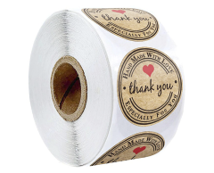 Thank you / Hand made with love - especially for you, klistremerker, 500 stk, 25mm